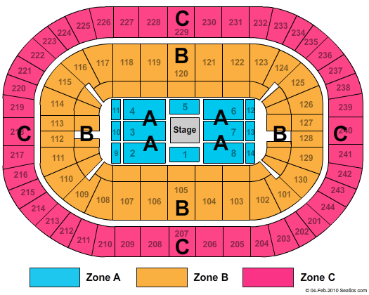 MVP Arena End Stage Zone Seating Chart